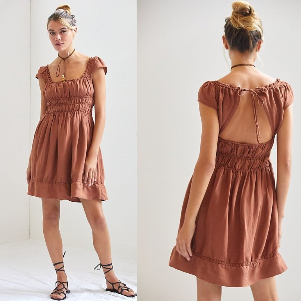 Anthropologie Smocked-Waist Mini Dress